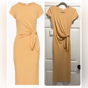 NWT Wilfred Fortune Maxi Dress Jersey Aritzia Apricot Peach Wheat Yellow Small